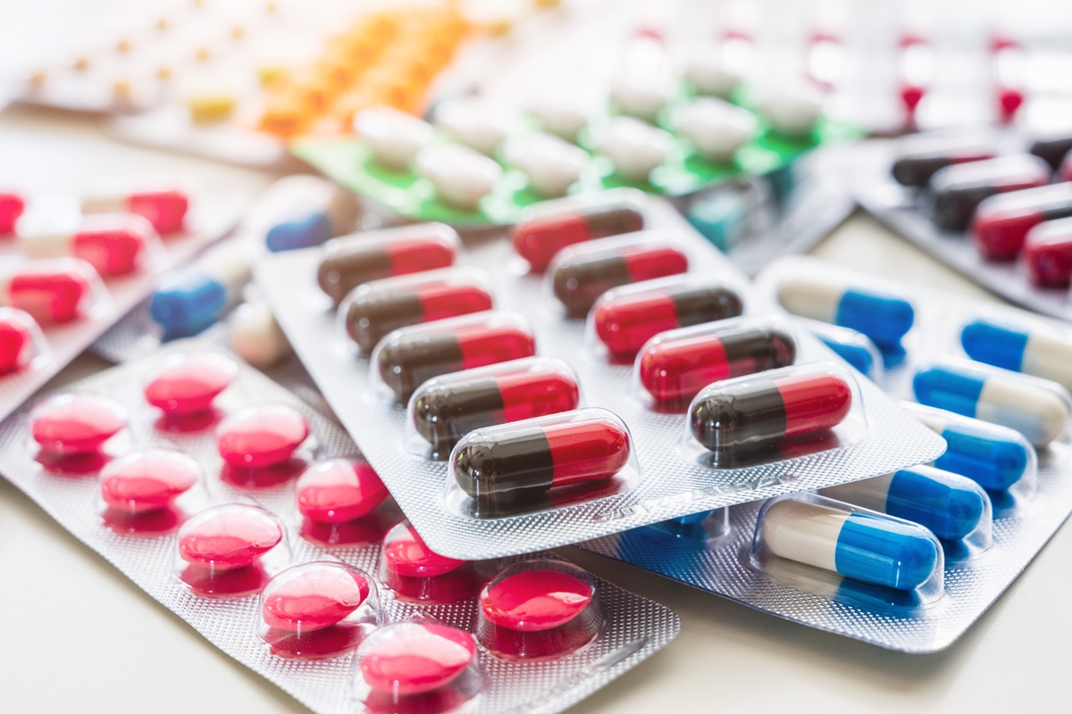 A Lot Of Colorful Medicine Pills, Tablets And Capsules In Packaging. A Lot Of Colorful Medicine Pills, Tablets And Capsules In Packaging.