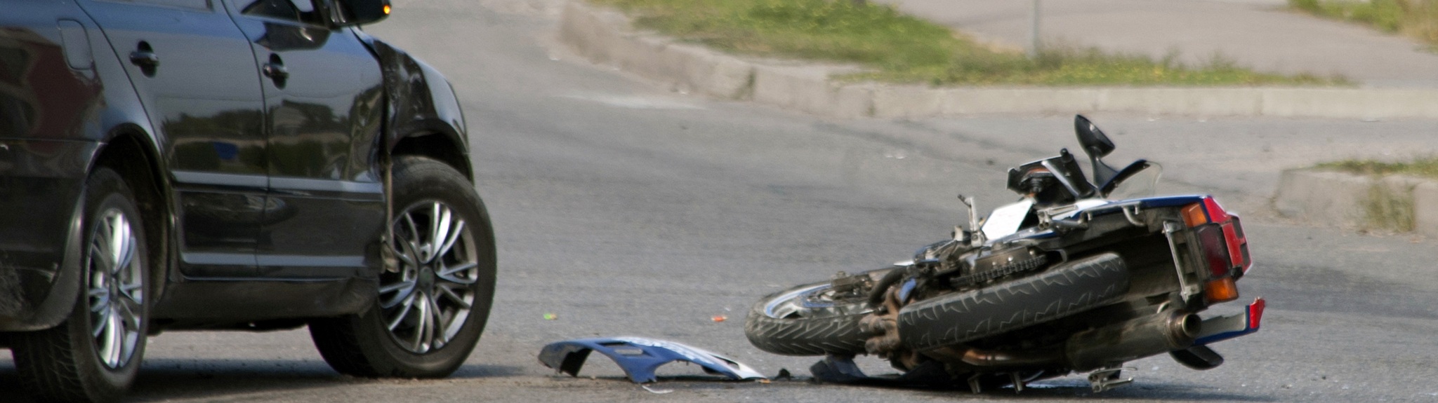 Crash Moto Bike And Car On Road