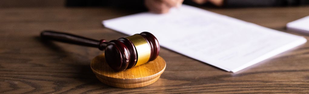 image of gavel on judges desk