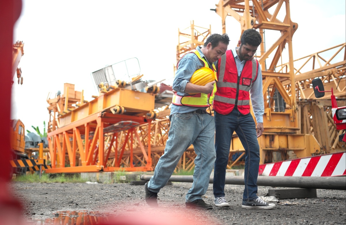A Worker On A Construction Site Was Injured When A Piece Of Iron Fell On Leg